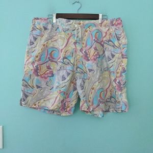 Peter Millar Paisley Print Pastel Swim Trunks XL
